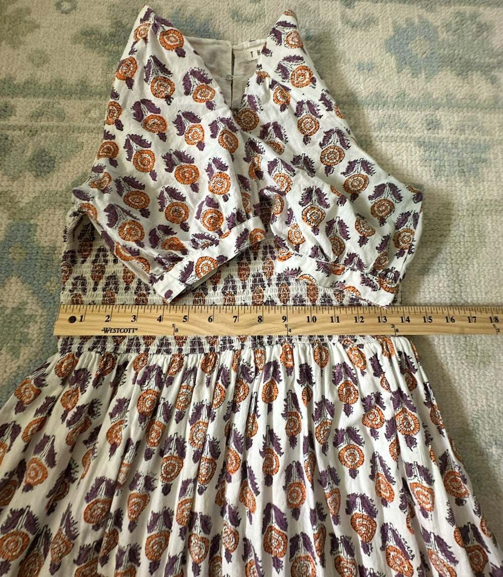 S - THML Floral Print Smocked Puff Sleeve Midi Dress - Picture 6 of 6